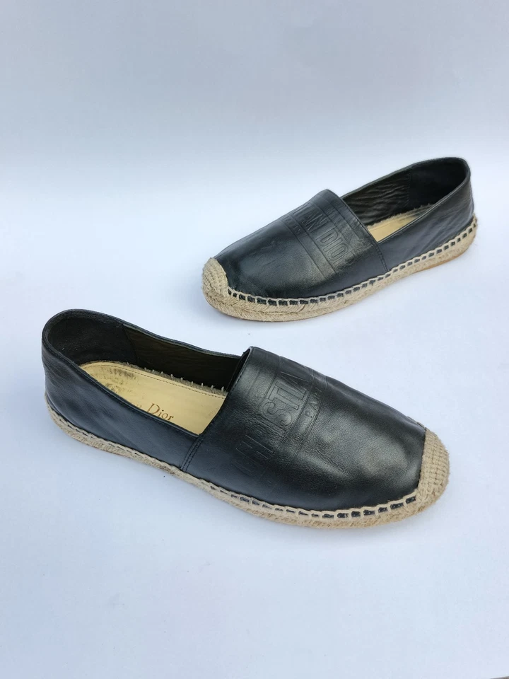 Alpargatas Dior Granville couro de cordeiro preto tamanho UE 38 / EUA 8 - Imagem 2 de 4