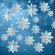 12Pcs Winter Snowflake Ornaments - 3D Large Iridescent Hanging Snowflakes Decora