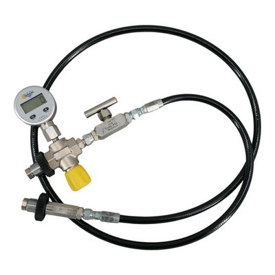 Überströmschlauch Sauerstofftauglich mit Digitalmanometer bis 315bar, Rückschlag