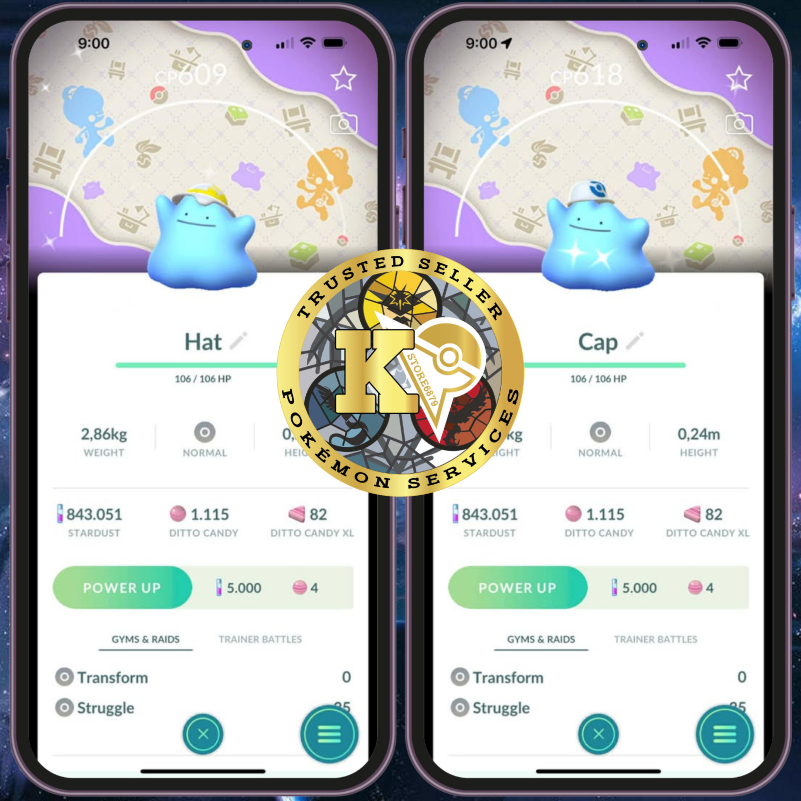 PTCGo— Shiny Ditto Hat— Ditto Cap—Pokémon Pokopia Celebration Background—Digital