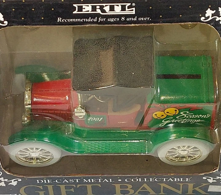 Antique Ertl 1:25 1991 Ford Model T Runabout Car Xmas Locking Coin Bank Toy 9290 - Image 2 of 4