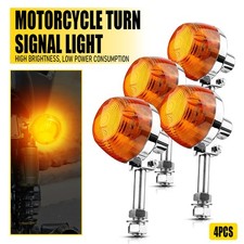 4 Set Motorcycle Motorbike Turn Signal Light Indicator Amber Lamp w/ 10mm Holes