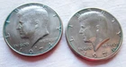 John F. Kennedy 2 JFK Half Dollars 1971 and 1974 in Coin Display Cases