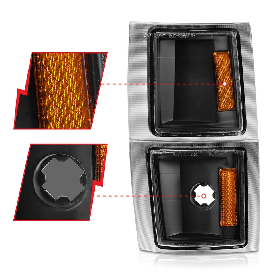 Conjunto de luz de esquina de lente transparente negra para Chevrolet C2500 1994-2000 Foto 4 de 4