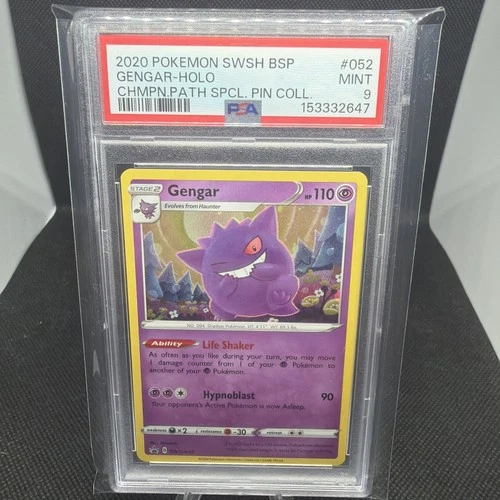 Pokemon TCG Gengar Holo Champions Path Pin Collection Promo  SWSH052 PSA 9