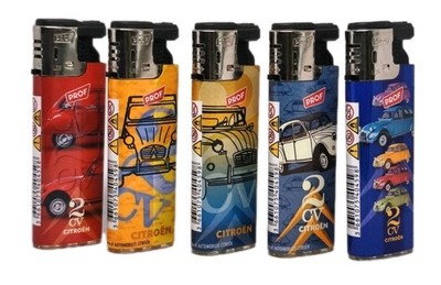 5x CITROEN CV2 Prof Feuerzeug, Turbo-Flamme Ente SLIDECAP Citroën Lizenzartikel