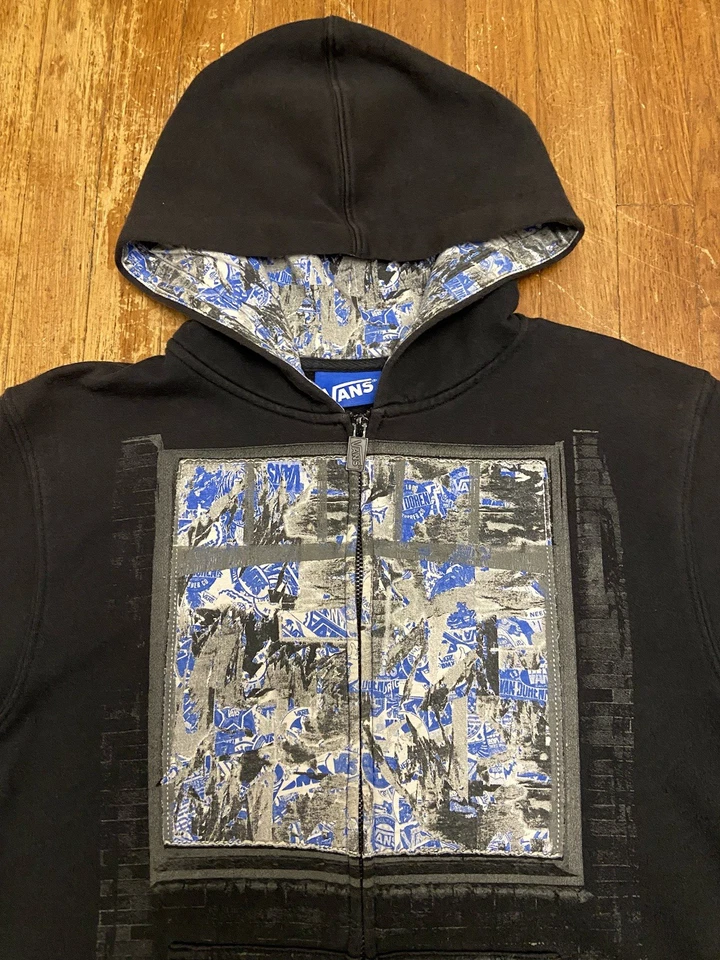 Sudadera De Colección Y2K Vans Patinador Cremallera Completa Con Capucha Estampado Gráfico Negra Juvenil XL Foto 3 de 4