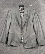 Kasper Blazer Jacket Womens Size 18 Dark Gray 3 Buttons Closure Office Career 