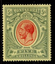 MONTSERRAT GV SG48, 5s green & red/yellow, LH MINT. Cat