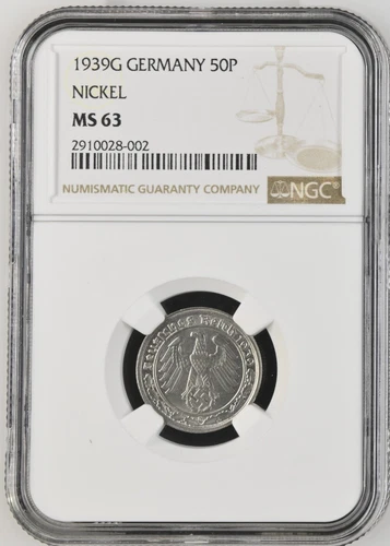 Germany Third Reich 1939 G 50 Pfennig NGC MS63