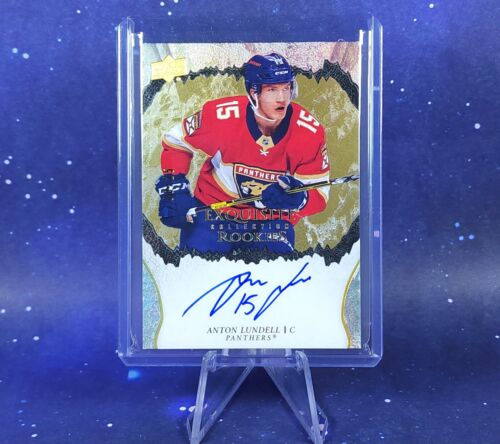 2021-22 UD Ice Anton Lundell/25 Auto Exquisito Rookie Signature Panthers Hockey - Imagen 2 de 14
