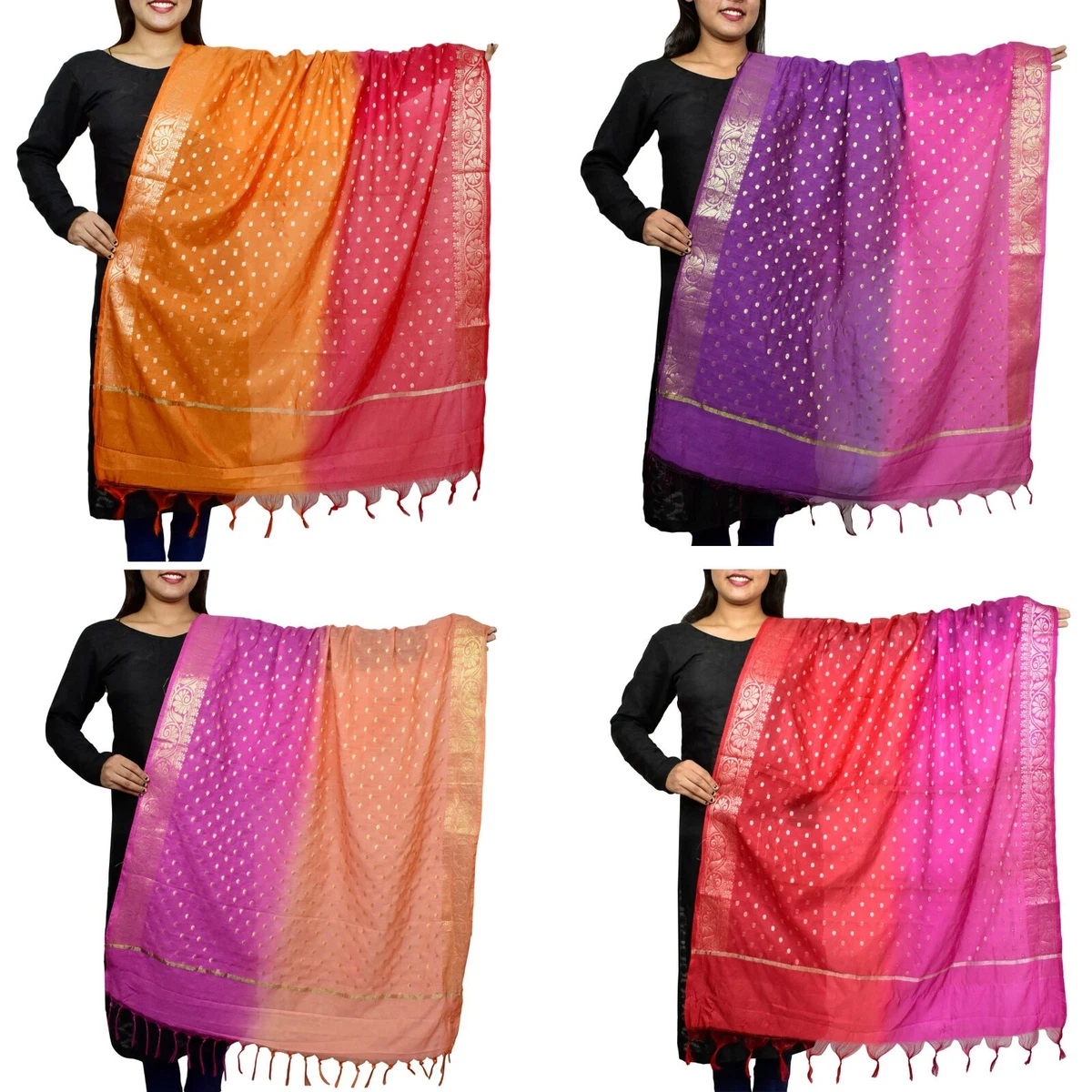 Indian Traditional Banarasi Women Dupatta Dual Shade Chunni Shawl For Party  Wear | eBay