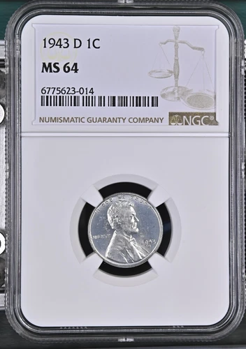 1943 D United States Lincoln Wheat Penny Steel Cent 1c NGC MS64 *014