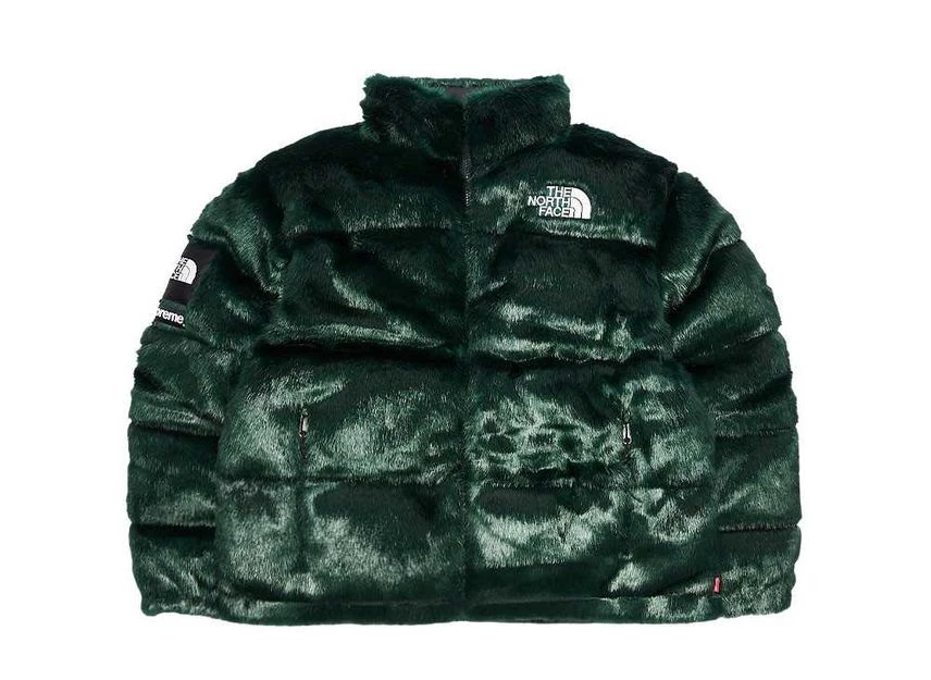 Veste Nuptse en fausse fourrure Supreme The North Face verte