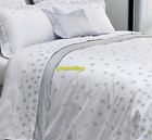 $795 Yves Delorme F/QN Duvet Cover 92x92 Silver Gold Snowflake Embroidery France