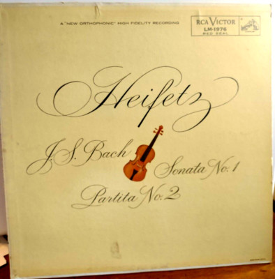 Violin Heifetz JS Bach Sonata No 1, Partita No 2, LP Vinyl 1976 Classical RCA