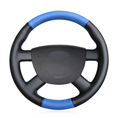 Black Leather Steering Wheel Cover for Ford Fiesta 2012 2013 Ecosport 2014-16 - Picture 3 of 12