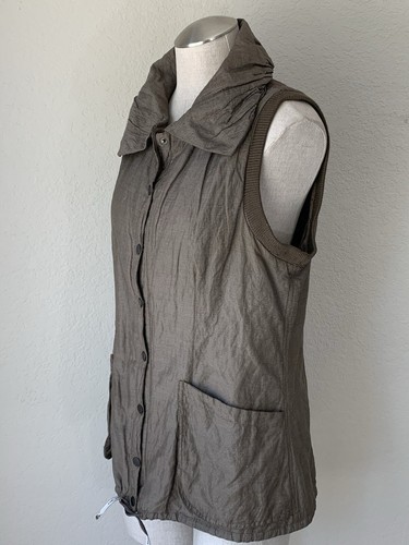 Giacca Cop Copine donna M marrone smanicato snap davanti gilet colletto tasche Francia - Foto 3 di 11