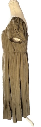 American Eagle Boho Peasant Prairie Dress Olive Drab Shabby Chic Sz L NWT $59.95 - Picture 6 of 12