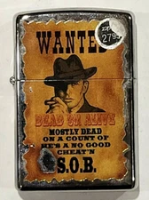 WANTED DEAD OR ALIVE - Zippo Lighter, NEW (STORE TAKE OUTS)
