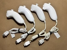 Lot of 4 | Official Wii Nunchuck White Remote Nintendo Wii U OEM Controller