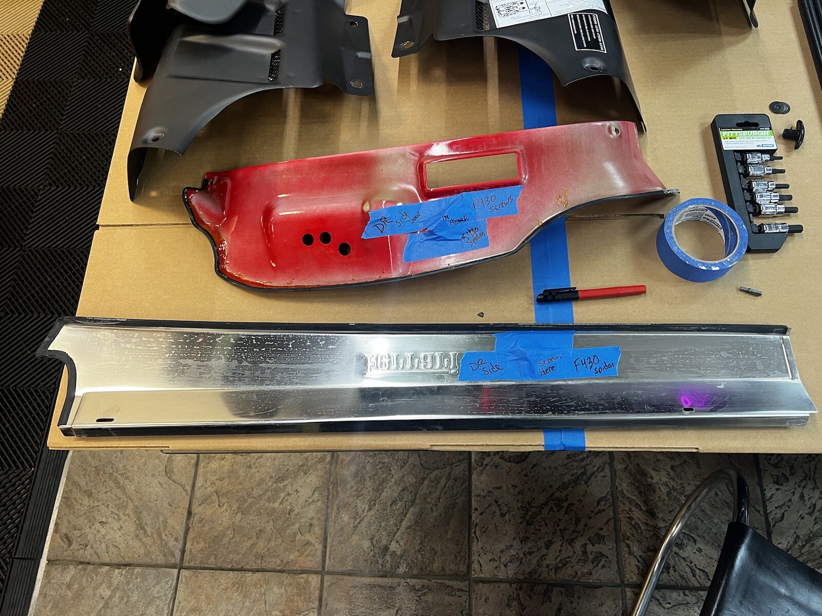 Ferrari 360,430 - LH Kick Plate / Sill Plate  P/N 68146600 + Its Moulding