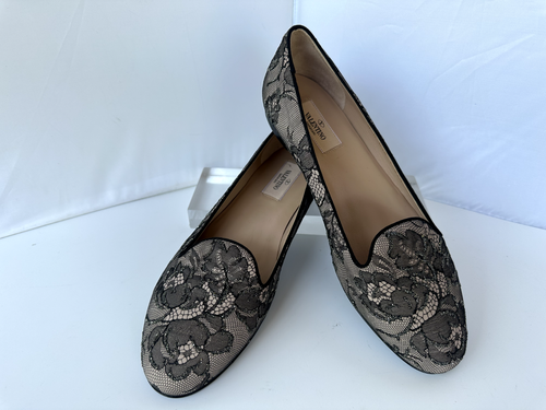 New Valentino Garavani Women's Lace Shoes Size 39 Black Ballet Flats - Picture 14 of 18