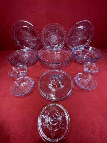 Vintage Fire King Sapphire Blue Philbe Glass Ovenware Mixed Set Of 12
