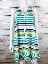 Womens Shift Dress Size XS Sleeveless Striped Multicolor Pullover Cotton Blend