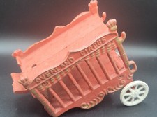 VINTAGE CAST IRON RED OVERLAND CIRCUS WAGON. B
