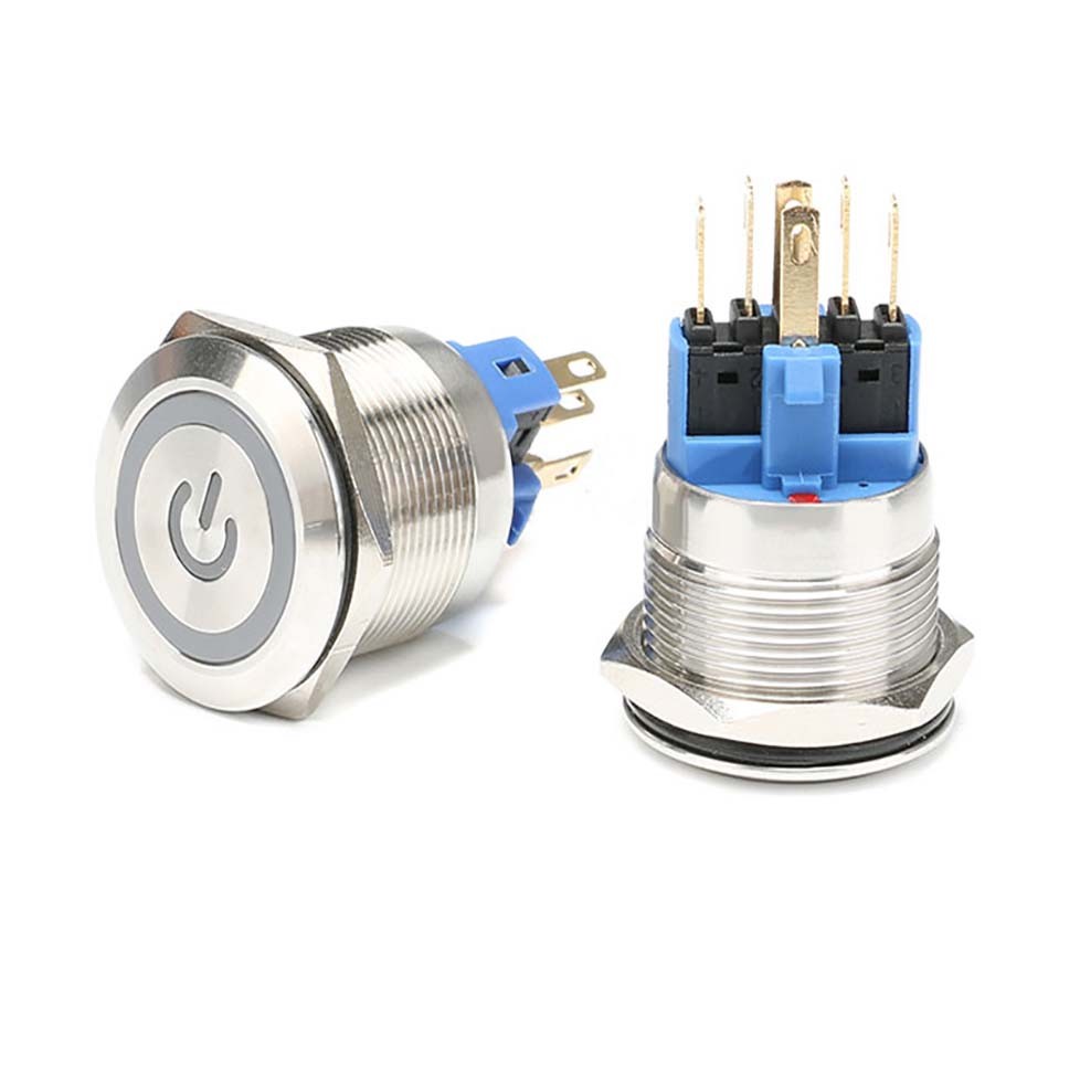 Flat Head 22MM 3-6V Waterproof Power Non-Latching Red Metal Push Button Switch With Red Led Light 01 - Foto 7