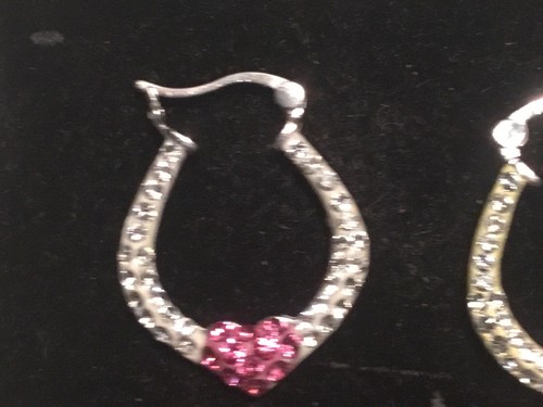 White Stones 925 Sterling Silver Scalloped Hoop Earrings - Picture 9 of 15