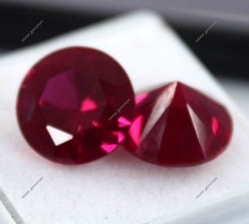 14 Ct Natural Flawless Mozambique Blood Red Ruby Diamond Cut Loose Gemstone Pair - Picture 1 of 10