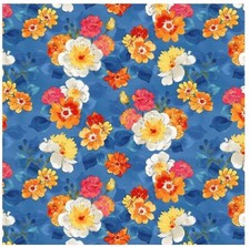 Faith: Dark Blue Bouquets - Clothworks Sold by the Yard
