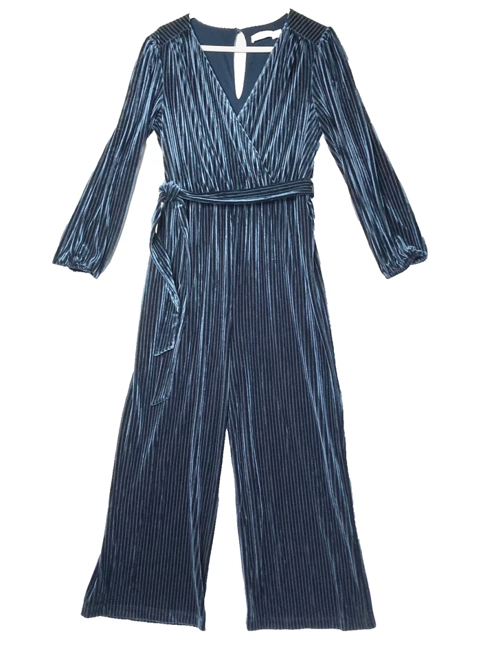 Anthropologie Velvet Jumpsuit Womens M Ali & Jay Ribbed Wide Leg Belted RP$170 - Image 4 of 4