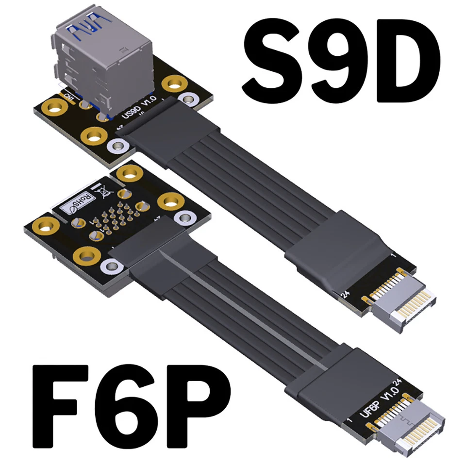 5G/bps Dual USB-A 3.0 Female to Type-E Key-B Internal 20P Male Adapter Cable - Image 2 of 4