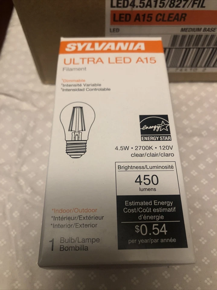 Sylvania Ultra LED A15 4.5W Filament Dimmable Clear 74410 *Box Of 6* - Image 2 of 4