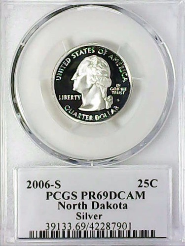 2006-S 25C State Quarter North Dakota PCGS PR69 DCAM 90% Silver 22ltat0625 - Picture 2 of 4