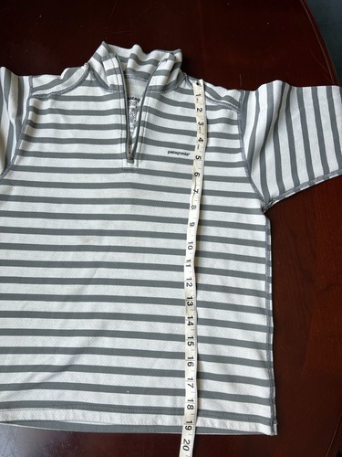PATAGONIA Youth Boys M 10 Gray Stripe Long Sleeve 1/4 Zip Pullover Shirt - Picture 6 of 6
