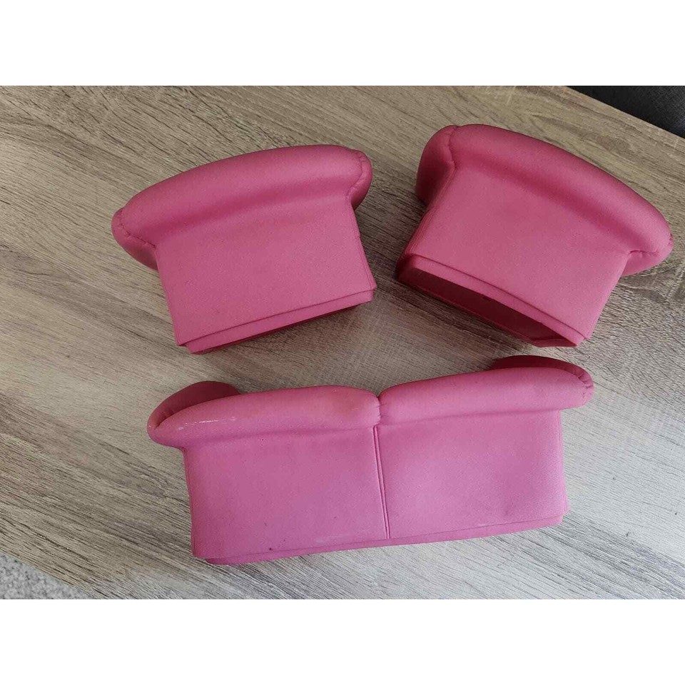 Vintage Mattel 1988 Pink Vinyl Barbie Couch Chair Sofa Doll House