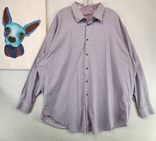 Robert Graham Mens Flip Cuff Dress Shirt Purple Check Cotton Size 38/39 Tall