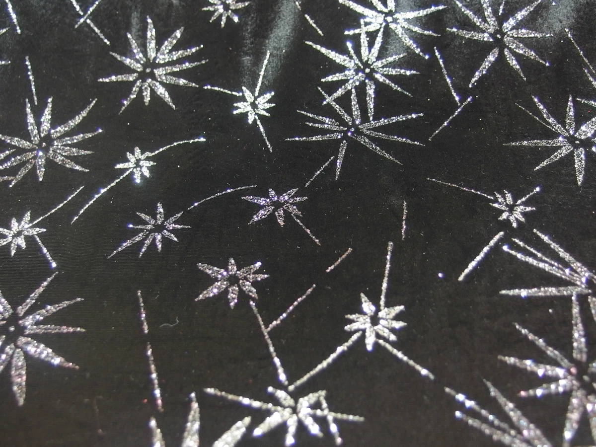 Fabric Black Stretch Velvet with Silver Glitter, Dance 1.4 Metre X 1.45, New  