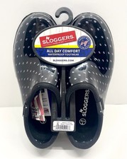 NWT - Sloggers Women's Rain & Garden Shoes, Black Polka Dots, Size 6