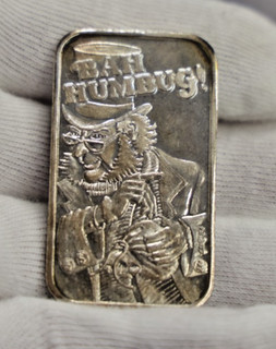Bah Humbug!! 1 oz .999 Silver Art Bar Scrooge