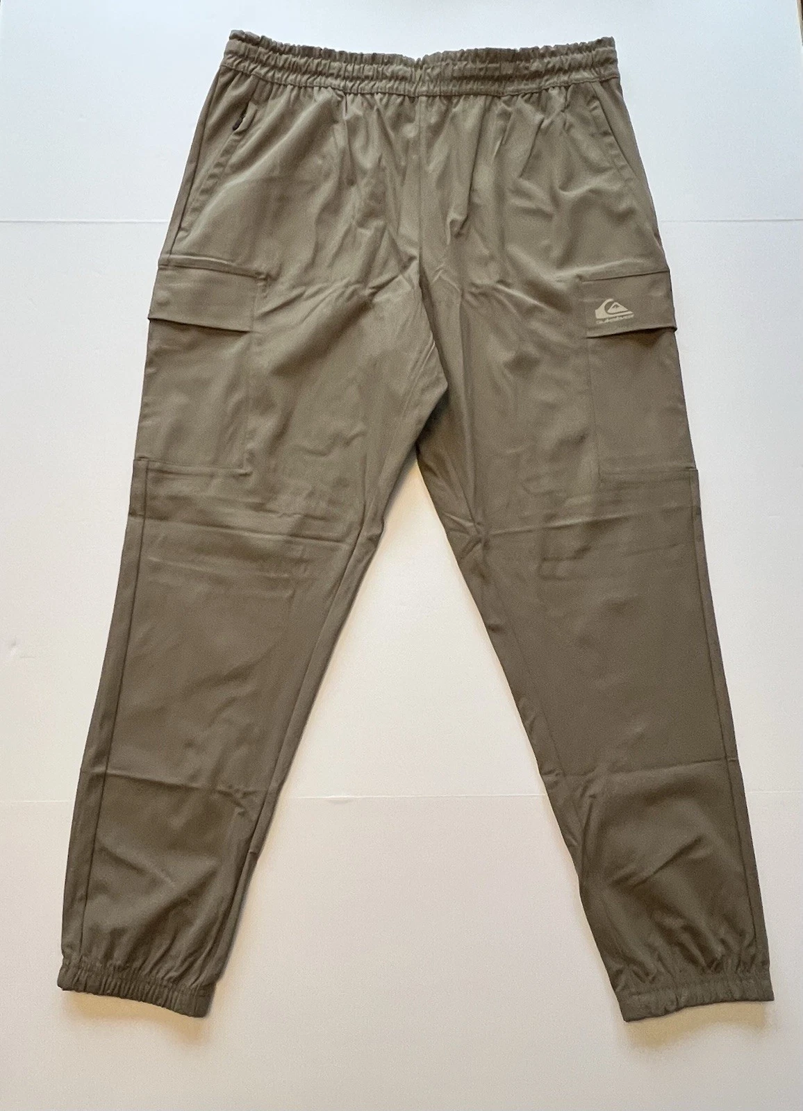 Quiksilver Men’s Cargo Long Pants Men’s Sz XL Khaki Lightweight Elastic Waist