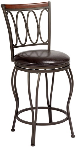 Metal Swivel Bar Stools Set of 2 Brown 24" High for Kitchen Counter Island Home - Picture 8 of 9