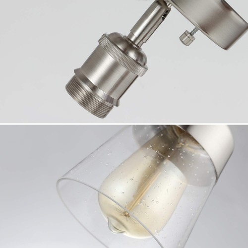 Modern Glass Flush Mount Light Fixture Mini Clear Seeded Glass Shade Semi Flu... - Picture 6 of 7