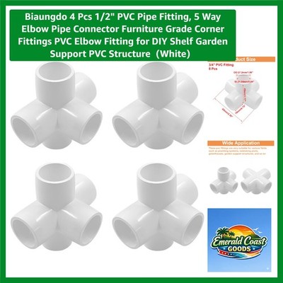1/2'' PVC Pipe Fittings   5-Way Elbow Connectors for Home Improvements