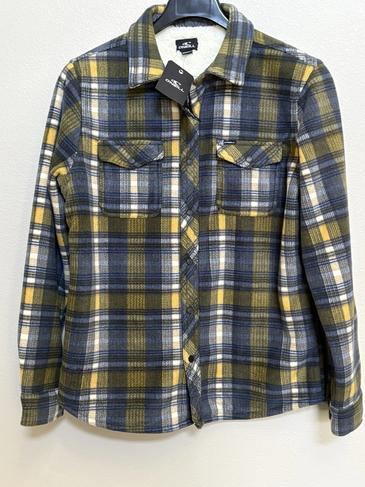 O'NEILL SHERPA LINED FLANNEL SHIRT Men's SZ: Medium Spruce Black / Green