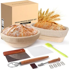 Banneton Bread Proofing Basket Set, 11 Inch Sourdough Bowl with Baking Tools